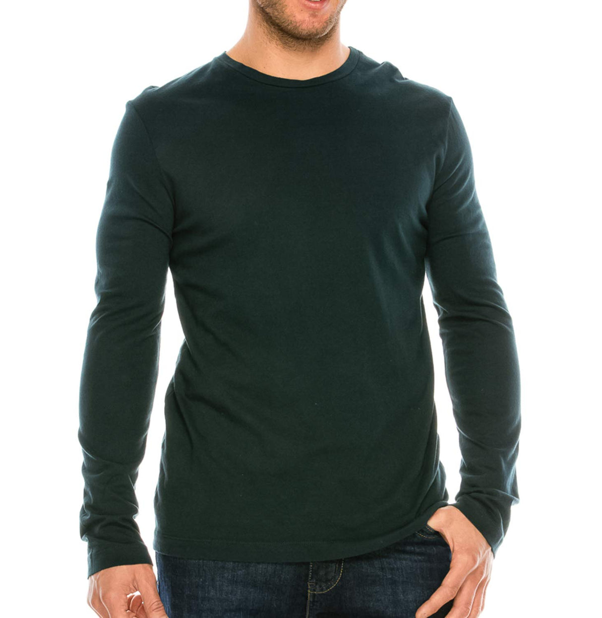 YURO-K Men's Premium Cotton Classic Long Sleeve Crew Neck T-Shirt S - XX Large