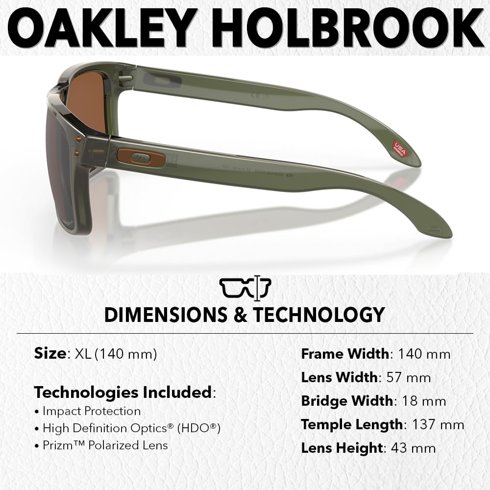Oakley OO9102 HOLBROOK Square Sunglasses for Men - High Bridge Fit - USA Flag Cleaning Kit and Leash - PREMIUM BUNDLE