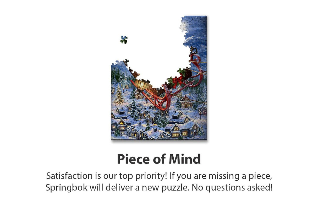 Springbok Delivering Christmas 500 Piece Jigsaw Puzzle - This Classic Scene of Santa in his Sleigh Will get You in The Holiday Spirit