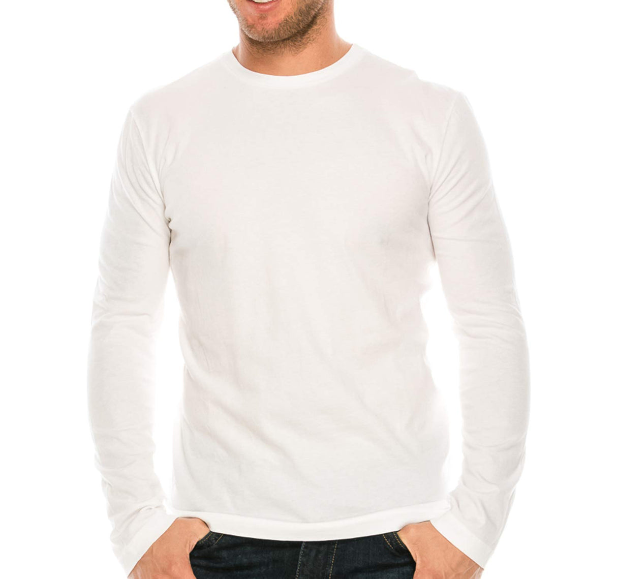 YURO-K Men's Premium Cotton Classic Long Sleeve Crew Neck T-Shirt S - XX Large