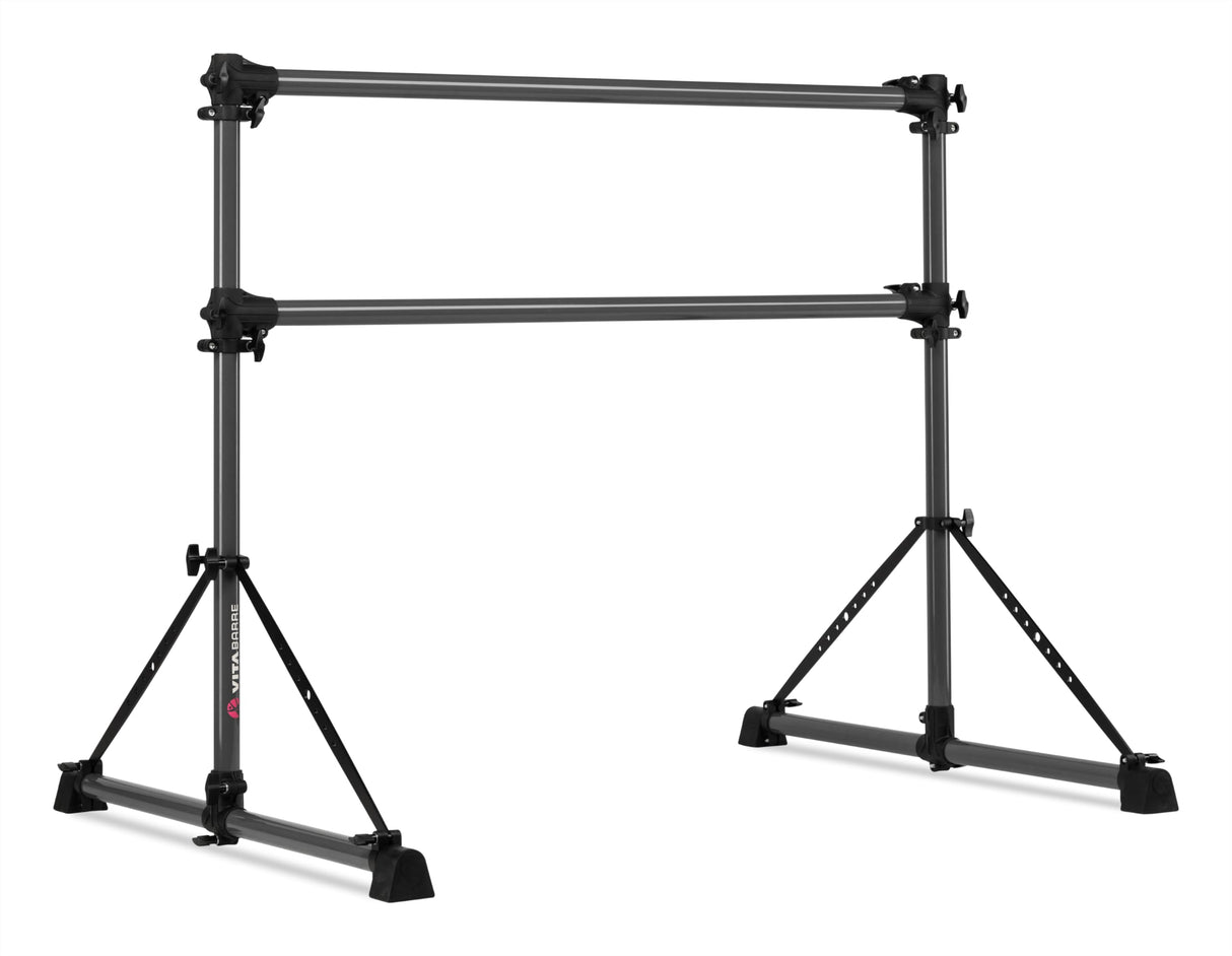VITA Barre Portable Freestanding Double Ballet Barre, Fit, Dark Mystic Gray, Aluminum | Adjustable Height, Made in USA, Home or Gym Exercise Equipment | Dance, Fitness, Pilates