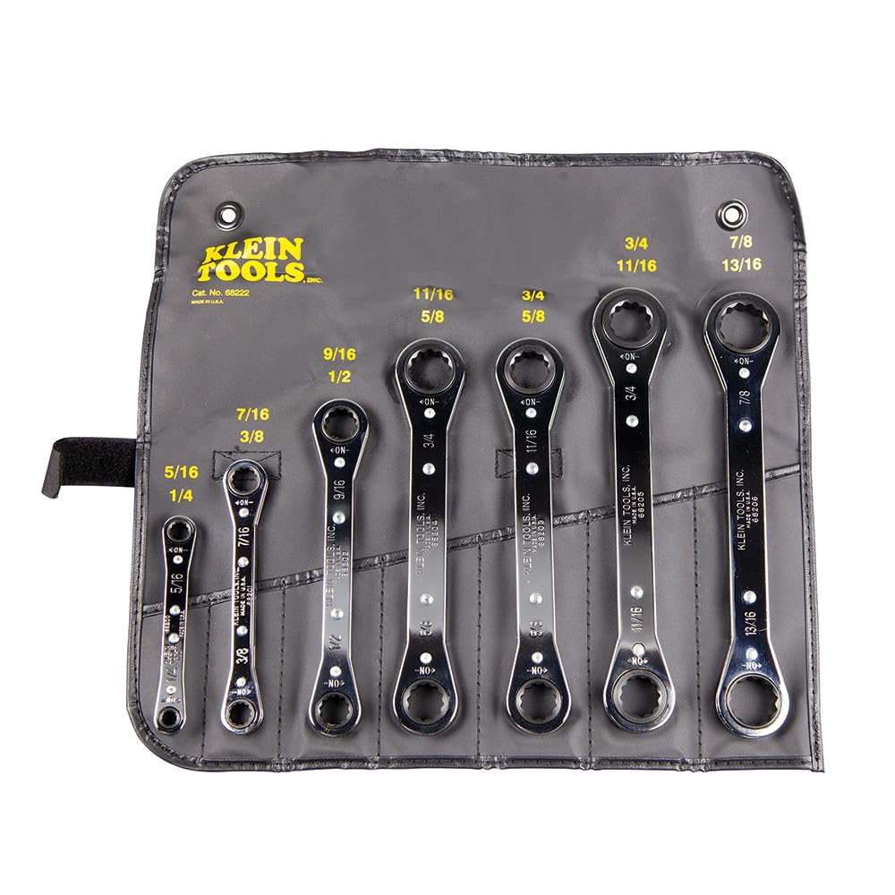 Klein Tools 68221 SAE Ratcheting Box Wrench Set, 5 Piece, 10 Sizes, Made in USA