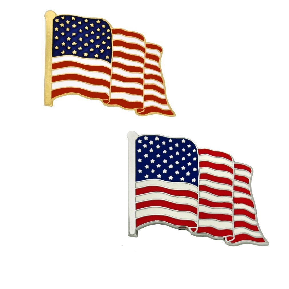 PinMart's 2 Pack Made in the USA American Flag Enamel Lapel Pins