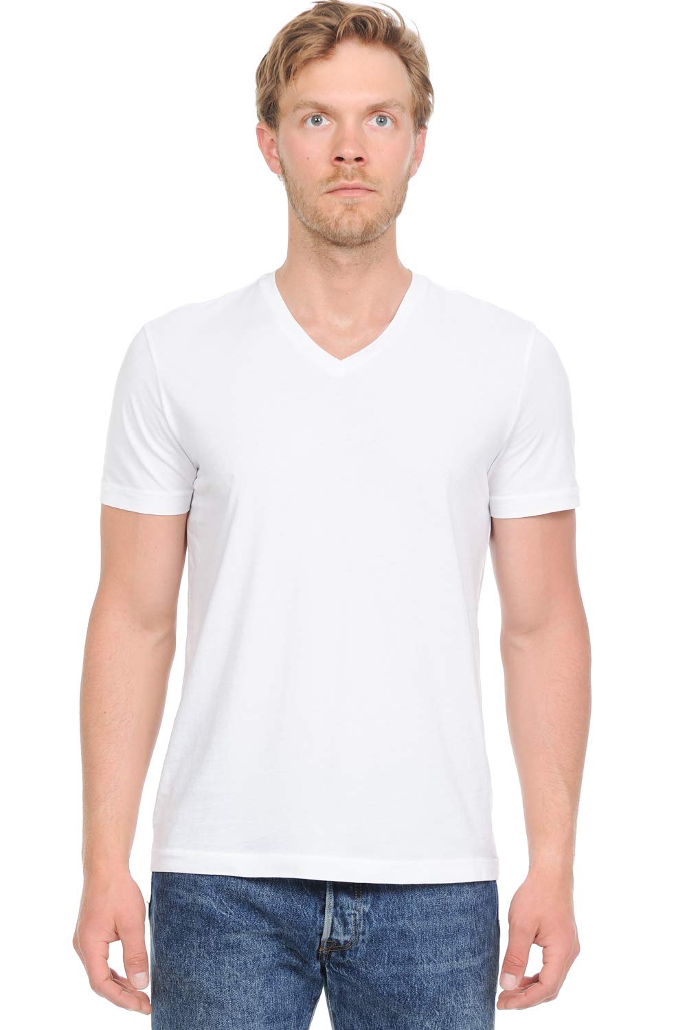 YURO-K Men's Short Sleeve V-Neck T-Shirt Premium Cotton Classic Short Sleeve V-Neck T-Shirt