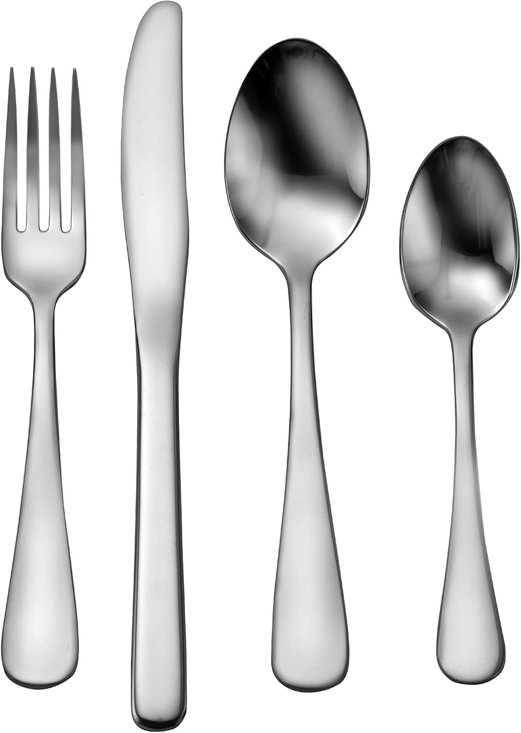 Liberty Tabletop Econo-Line 24 Piece Silverware Set Service for 6 Made in USA - Plain - Shiny - Mirror - Fork - Knife - Spoon