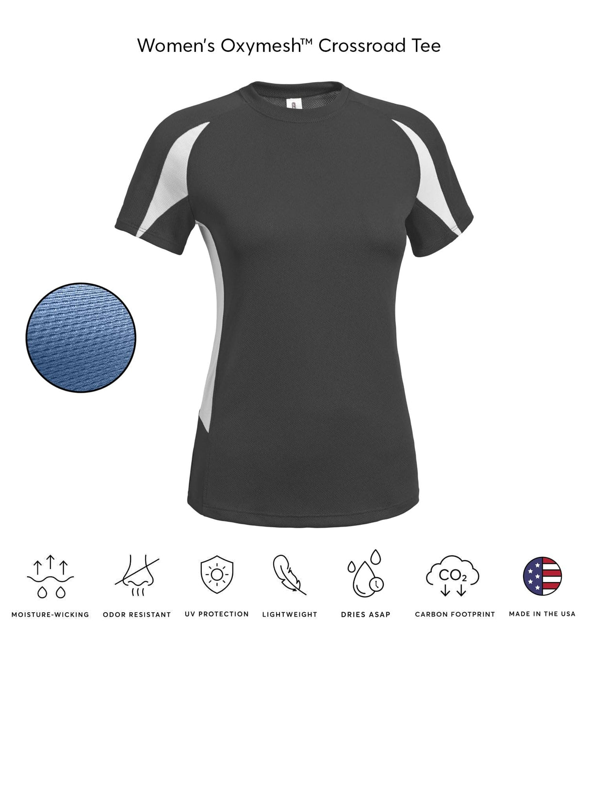 Expert Brand USA-Made Women's Oxymesh Dry Fit Color Blocked Athletic T-Shirt