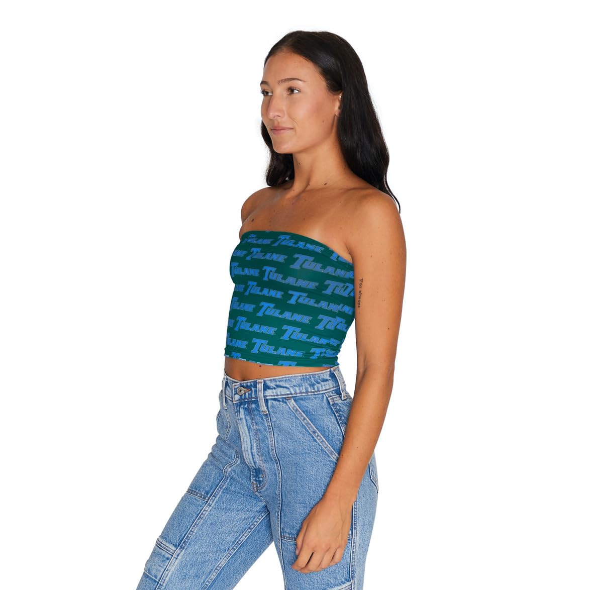 Lojobands Women's Tailgate Outfit College Tube Top Logo All Over Tank Top Crop Made in USA One Size Fits Most
