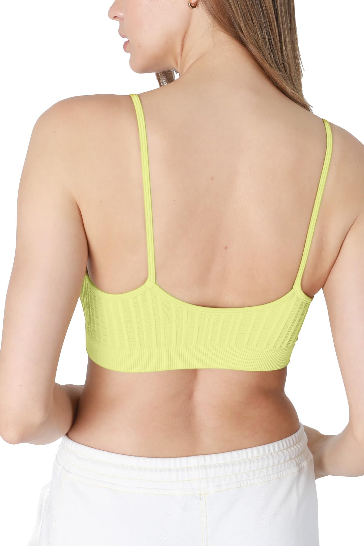 NIKIBIKI Women Seamless Ribbed V-Neck Bralette, Made in U.S.A, One Size