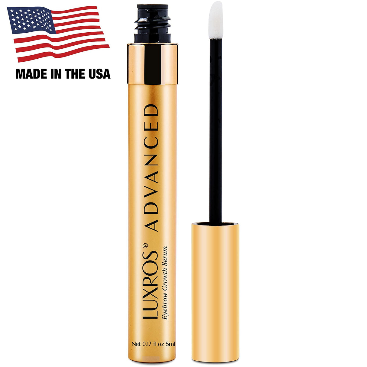 Plant-Based Lash & Brow Growth Serum Bundle: Eyelash Growth Serum 5ML + LUXROS Advanced Eyebrow Growth Serum 5ML - Thick, Strong Lashes & Brows - No Parabens - Made in USA