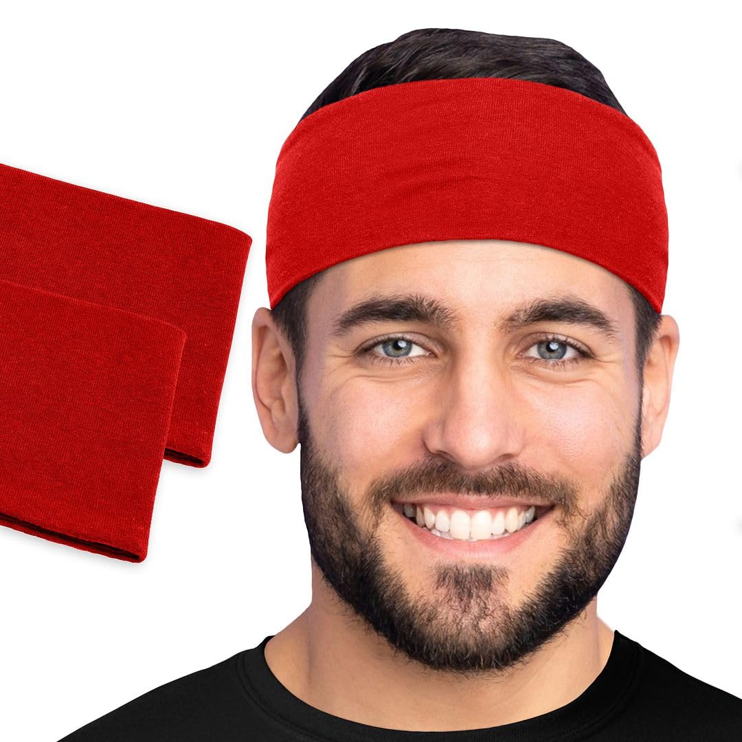 Men's Cotton Headbands Sweatbands 3" Wide Sports Fitness Yoga Fashion Made in USA