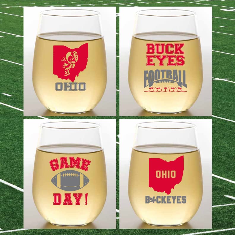 Set of 4 Shatterproof CUSTOM 16 oz Plastic Wine Glasses MADE in the USA (CHRISTMAS NUTCRAKERS)