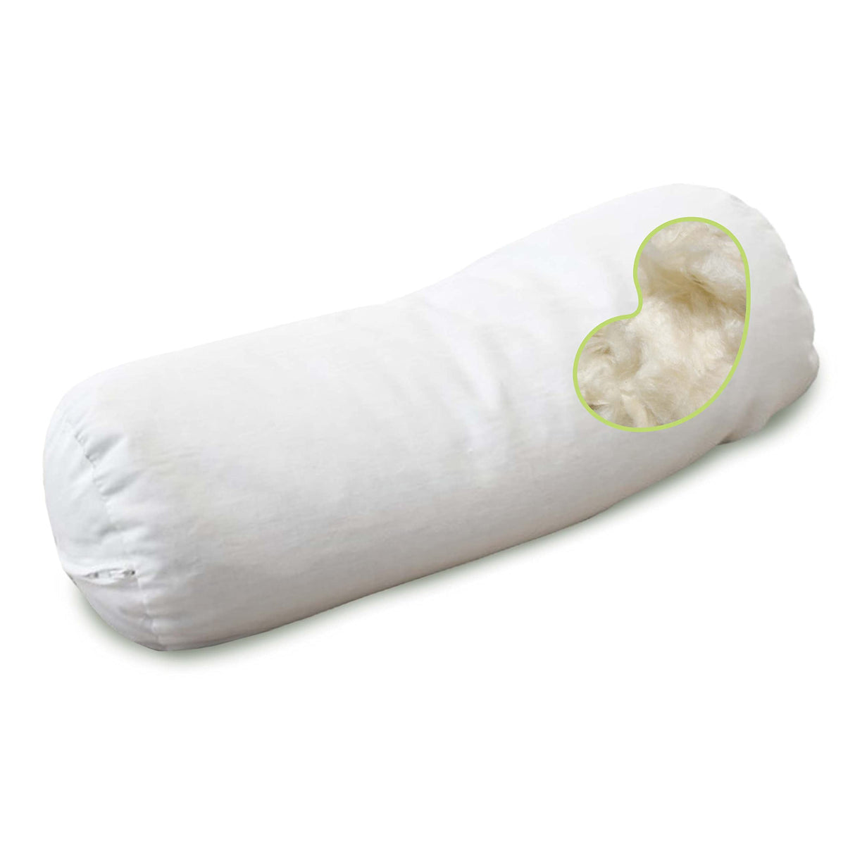 Bean Products Neck Roll Organic Kapok Pillow - 4" x 12" - Organic Cotton Zippered Shell - Made in USA