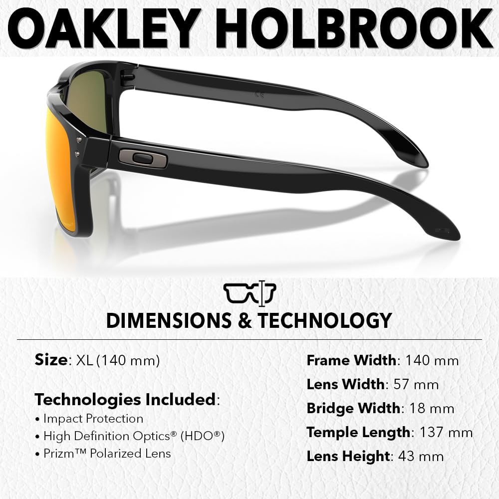 Oakley OO9102 HOLBROOK Square Sunglasses for Men - High Bridge Fit - USA Flag Cleaning Kit and Leash - PREMIUM BUNDLE