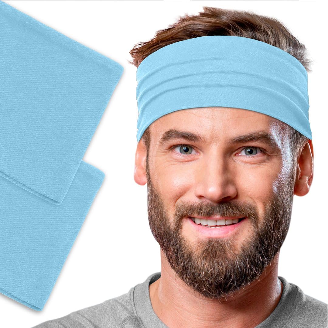 Men's Cotton Headbands Sweatbands 5" Wide Sports Fitness Yoga Fashion Made in USA