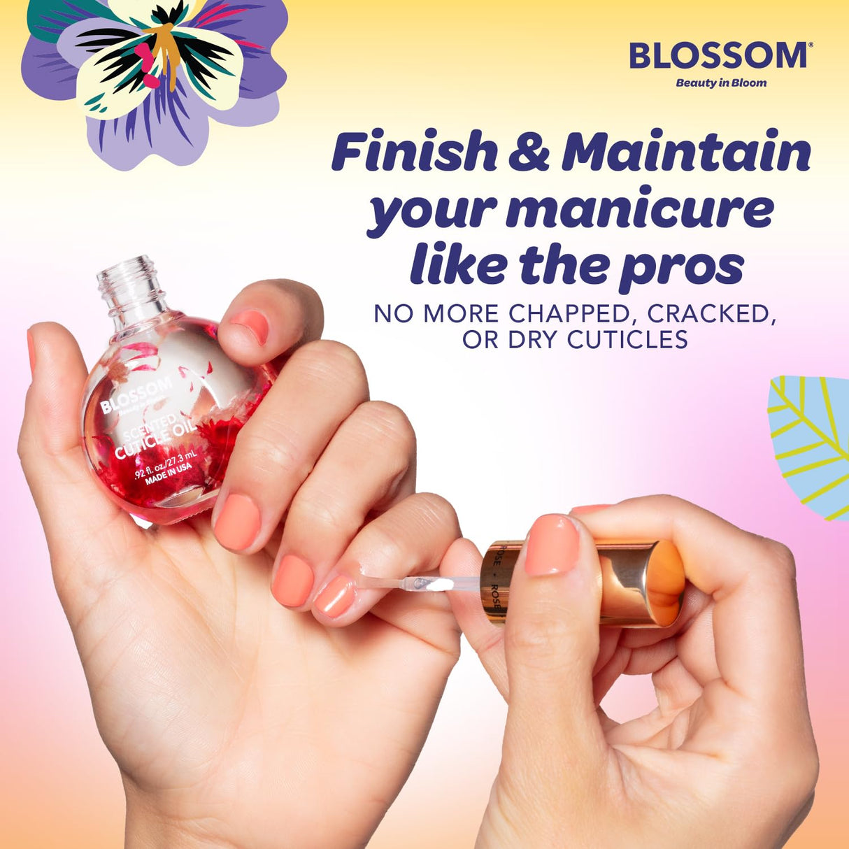 Blossom Scented Cuticle Oil, Infused with Real Flowers, Hydrating, Moisturizing, Strengthening, Made in USA, 0.5 fl. oz, Amazon Exclusive, Watermelon