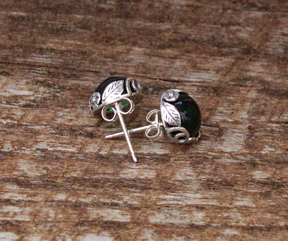 Recycled Vintage Sterling Silver Botanical Collection Stud Earrings (Mason Jar (Aqua))
