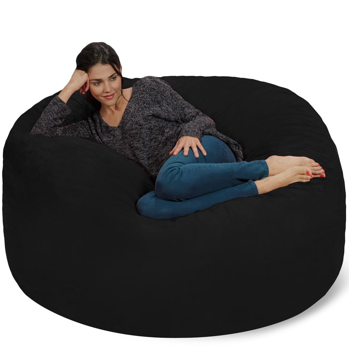 Chill Sack Bean Bag Chair: Giant 5' Memory Foam Furniture Bean Bag - Big Sofa with Soft Micro Fiber Cover - Black