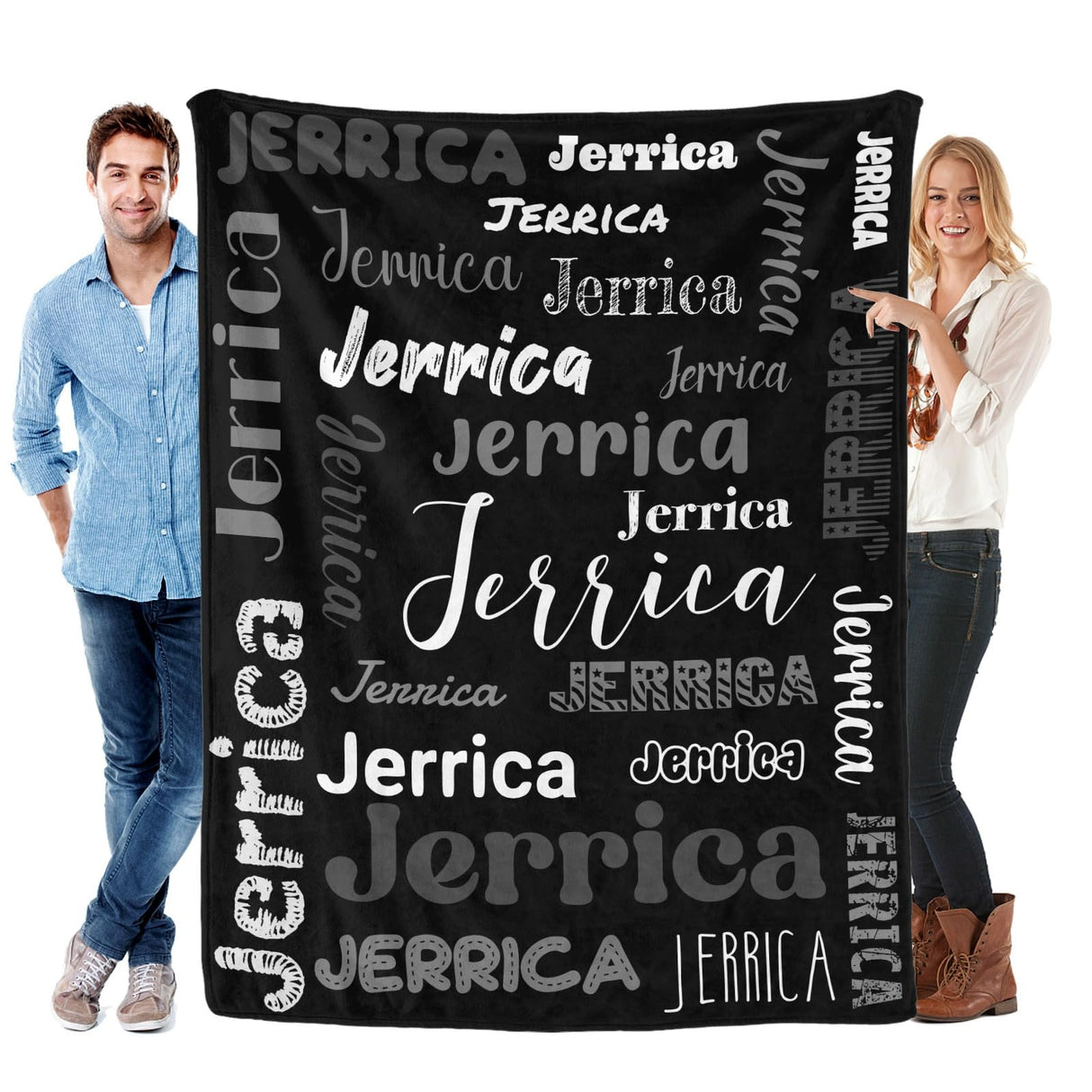 Custom Blanket with Name, Soft Cozy Personalized Name Blankets for Kids, Girls, Boys, Adults, Customized Christmas Blanket for Women, Men, Newborn, New Mom, Red Colors, Made in USA