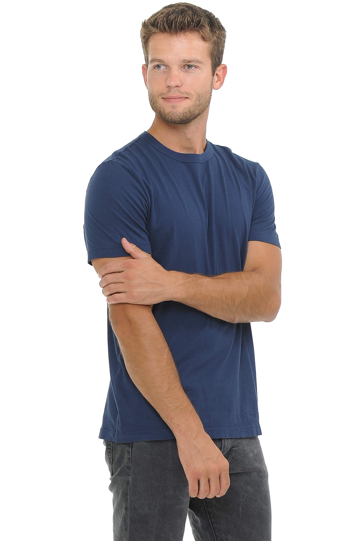 YURO-K Men's Premium Binded Neck Cotton Classic Short Sleeve Crew T-Shirt