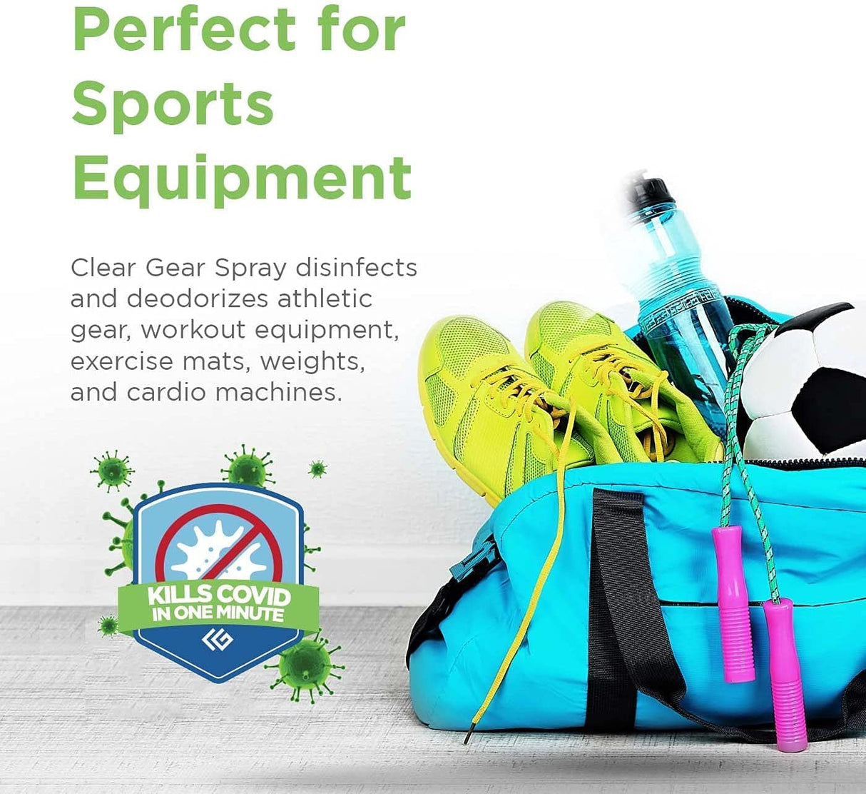 Disinfectant, Cleaner, and Deodorizer Bundle for Sports Equipment, Gyms, and Fitness Centers - EPA-Registered, Hospital Grade, Made in USA - 1 Gallon Bottle + 32 Oz Disinfecting Spray
