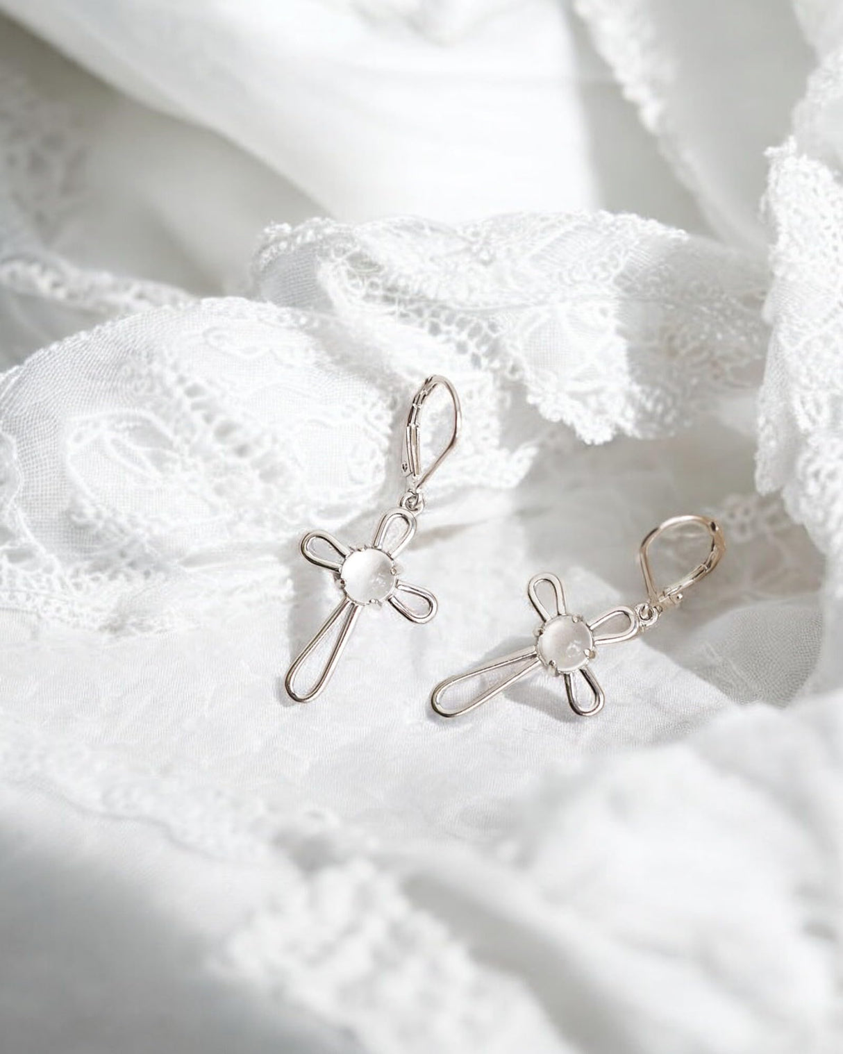 Bottled Up Designs Handmade Recycled Antique Glass and Bottles Sterling Silver At The Cross Lever-Back Earrings (Vintage Aqua Mason Jar)