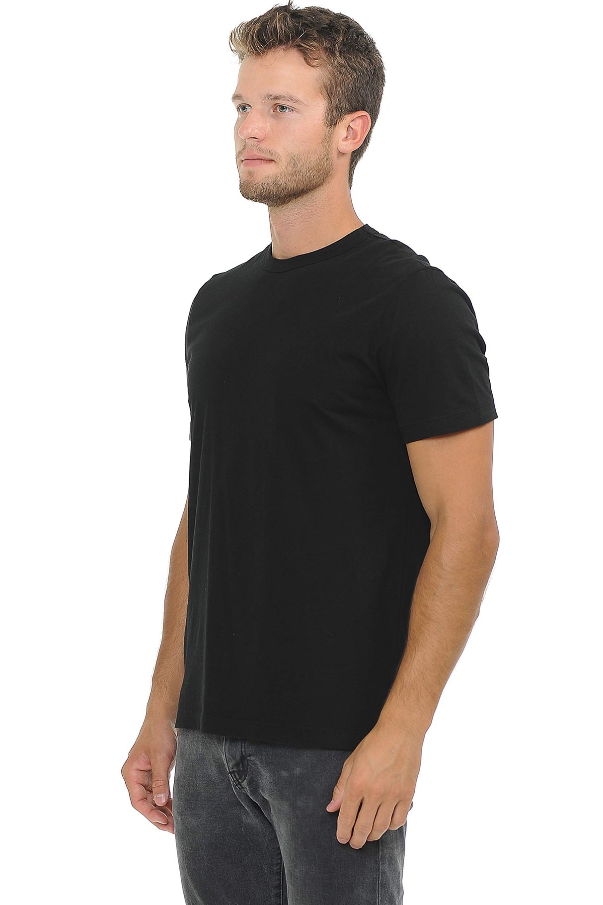 YURO-K Men's Premium Binded Neck Cotton Classic Short Sleeve Crew T-Shirt