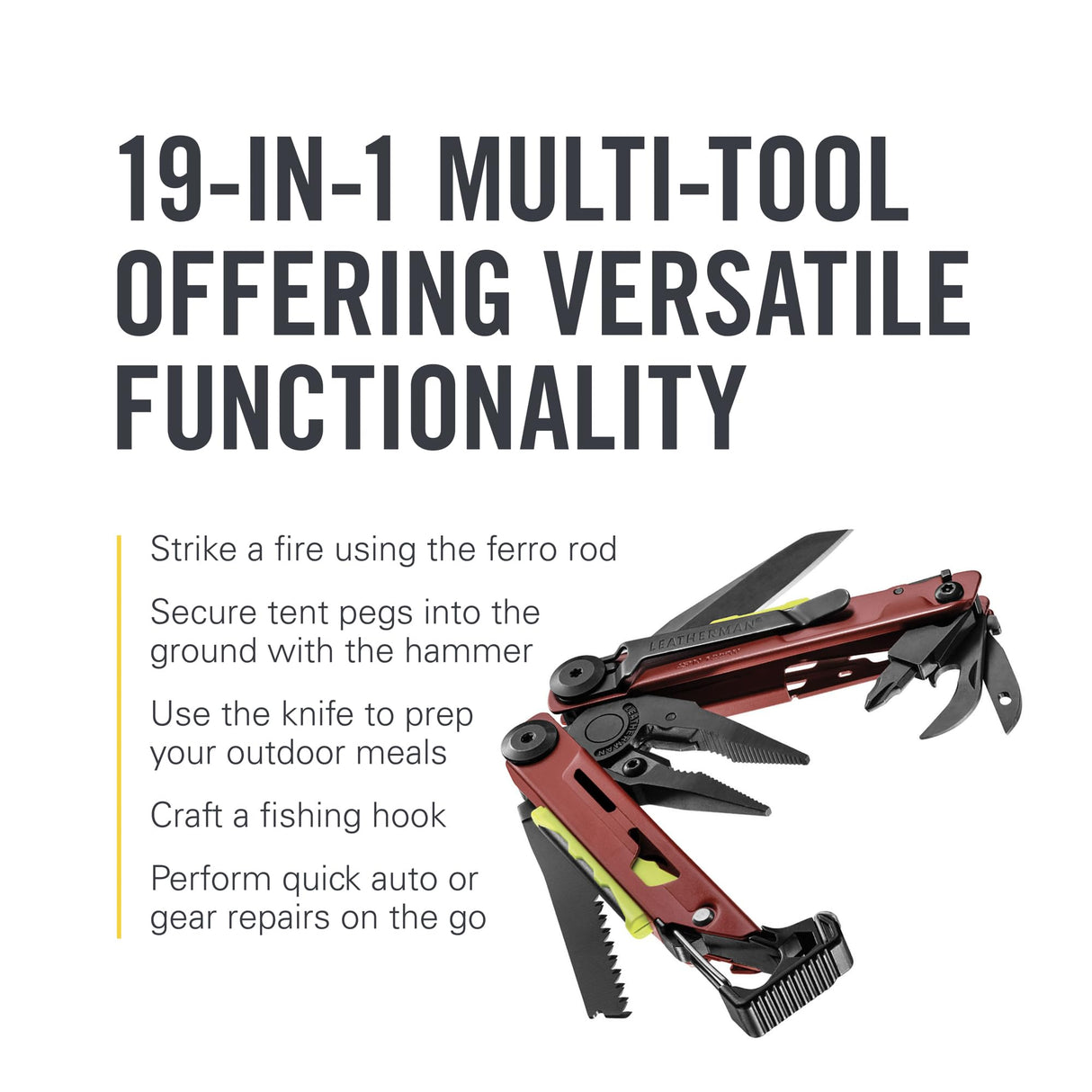 LEATHERMAN, Signal, 19-in-1 Multi-tool for Outdoors, Camping, Hiking, Fishing, Survival, Durable & Lightweight EDC, Made in the USA, Aqua/Silver with Nylon Sheath