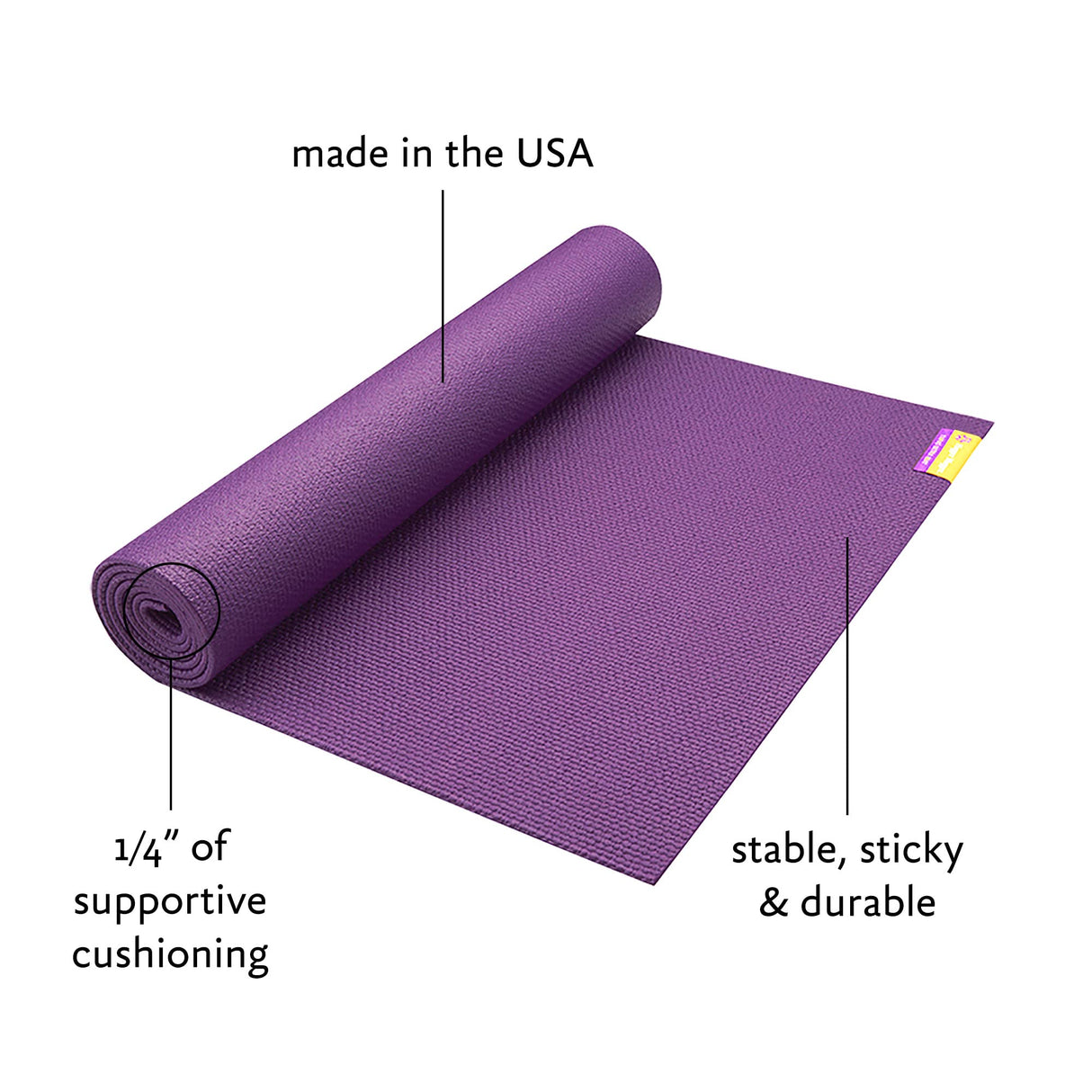 Hugger Mugger Tapas Ultra Yoga Mat - Outstanding 1/4″ Soft Cushion, Lightweight, Made in the USA Sticky Mat, Durable and Long-Lasting