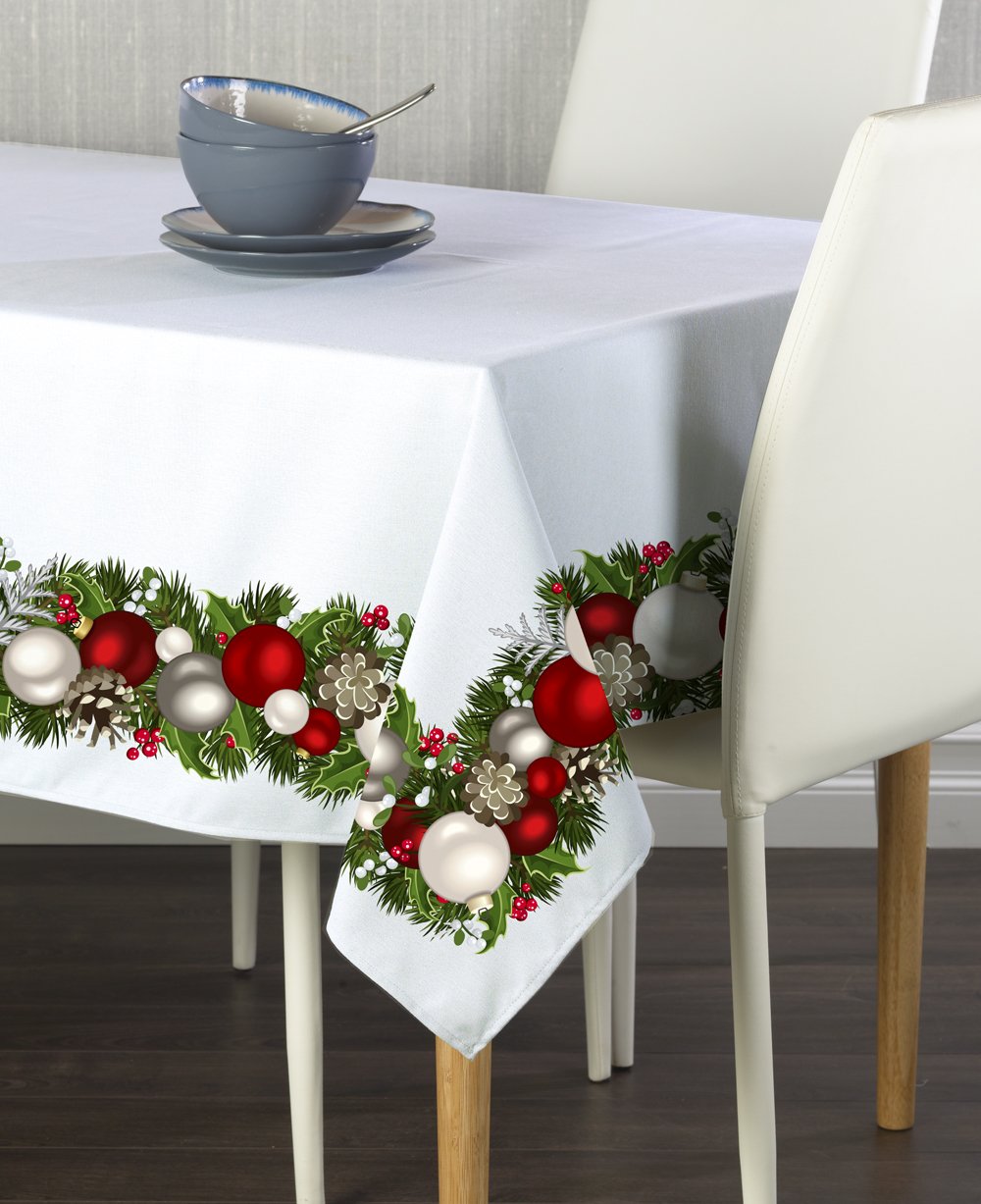 Fabric Textile Products Christmas Garland Border Tablecloth 60"x120"