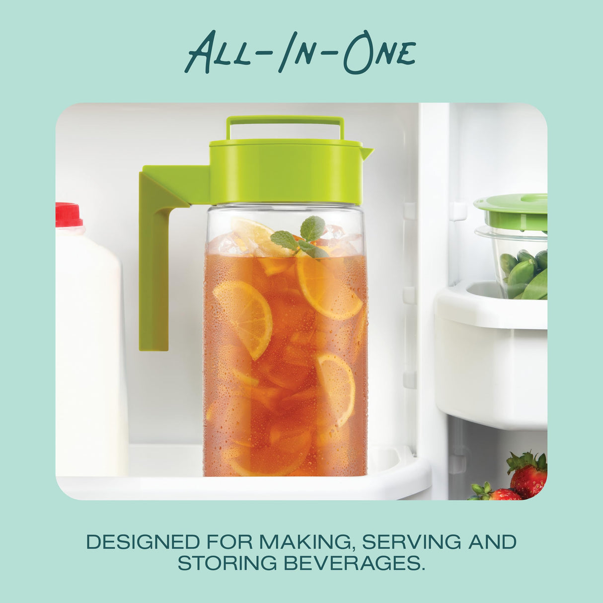 Takeya Patented and Airtight Pitcher Made in the USA, BPA Free Food Grade Tritan Plastic, 2 qt, Avocado