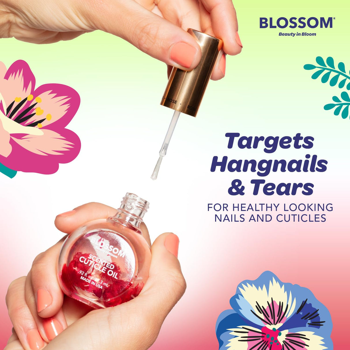 Blossom Scented Cuticle Oil, Infused with Real Flowers, Hydrating, Moisturizing, Strengthening, Made in USA, 0.5 fl. oz, Amazon Exclusive, Watermelon