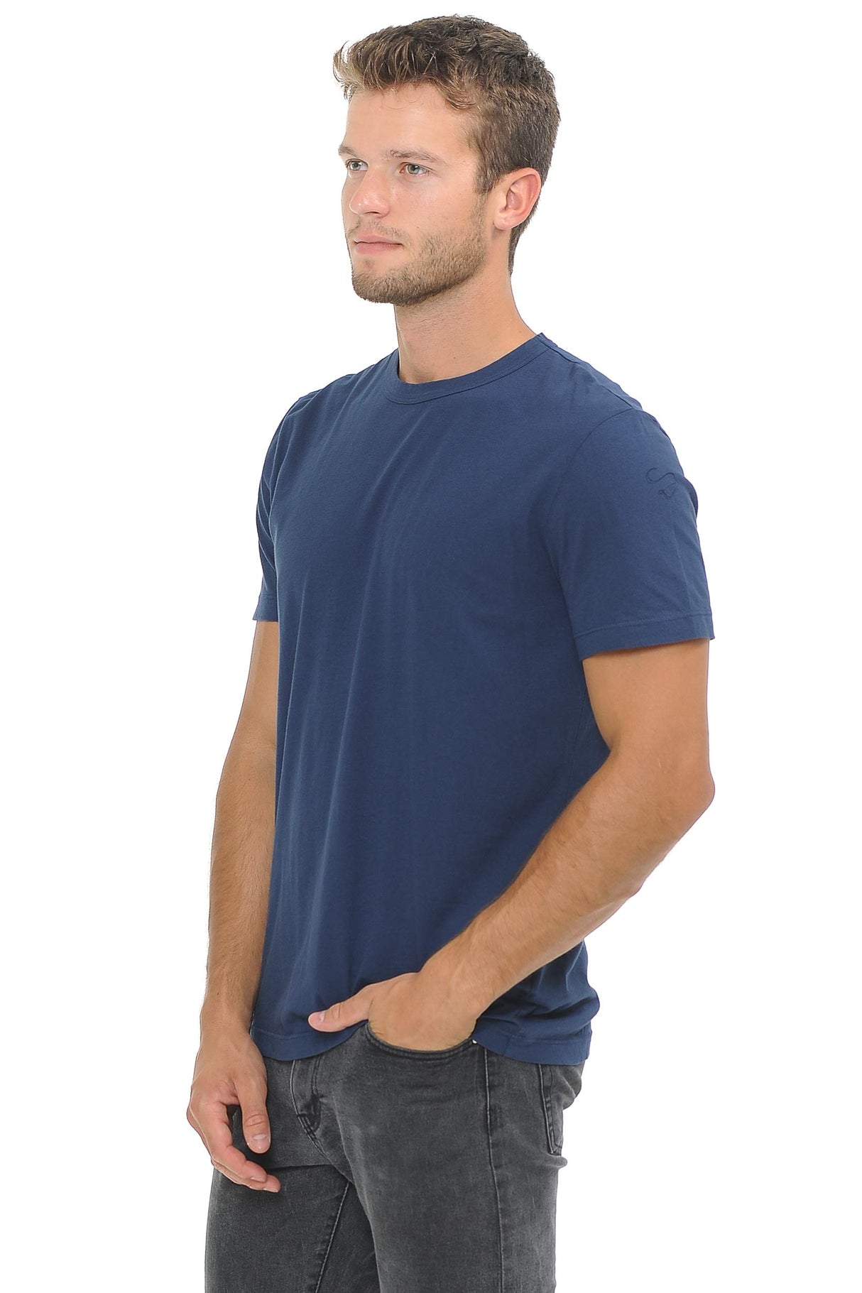 YURO-K Men's Premium Binded Neck Cotton Classic Short Sleeve Crew T-Shirt