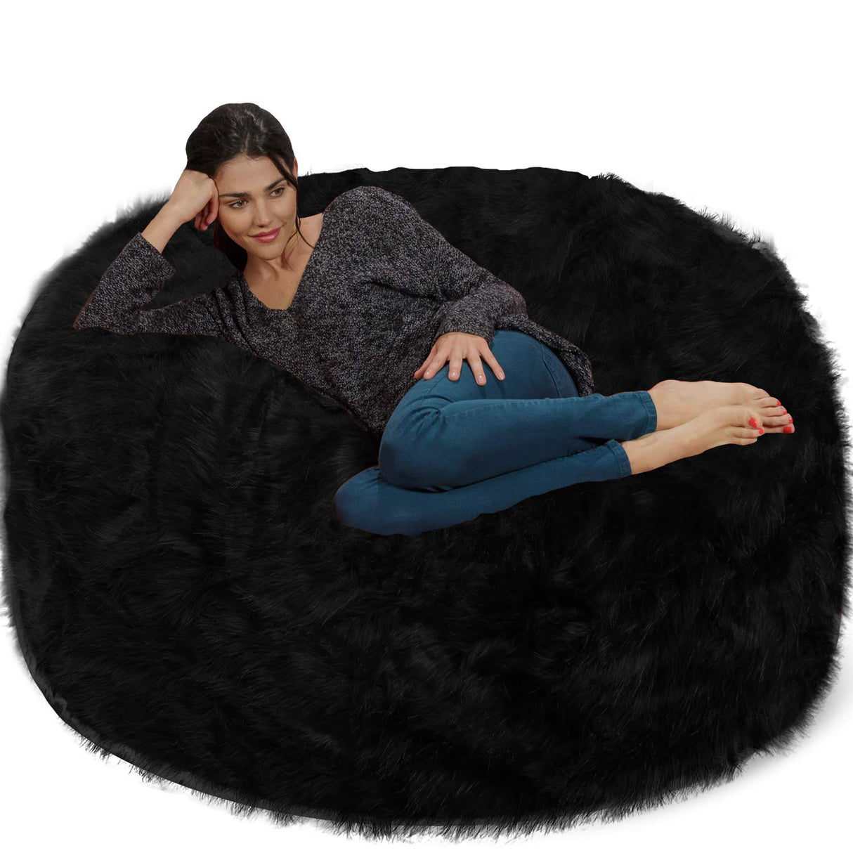 Chill Sack Bean Bag Chair: Giant 5' Memory Foam Furniture Bean Bag - Big Sofa with Soft Micro Fiber Cover - Black