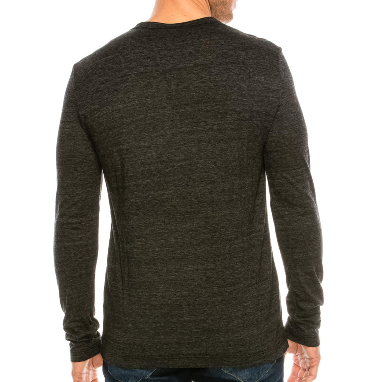 YURO-K Men's Binded Neck Premium Tri-Blend Classic Long Sleeve Crew Neck T-Shirt S-XX Large