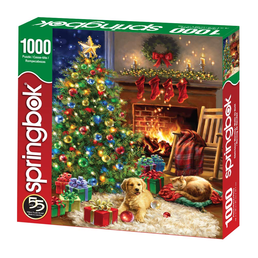 Springbok Christmas Morning 500 Piece Jigsaw Puzzle - This Classic Scene of a Cozy Christmas Morning Under The Tree is Colorful and Relaxing