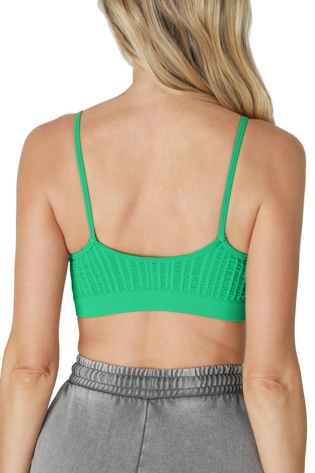 NIKIBIKI Women Seamless Ribbed V-Neck Bralette, Made in U.S.A, One Size