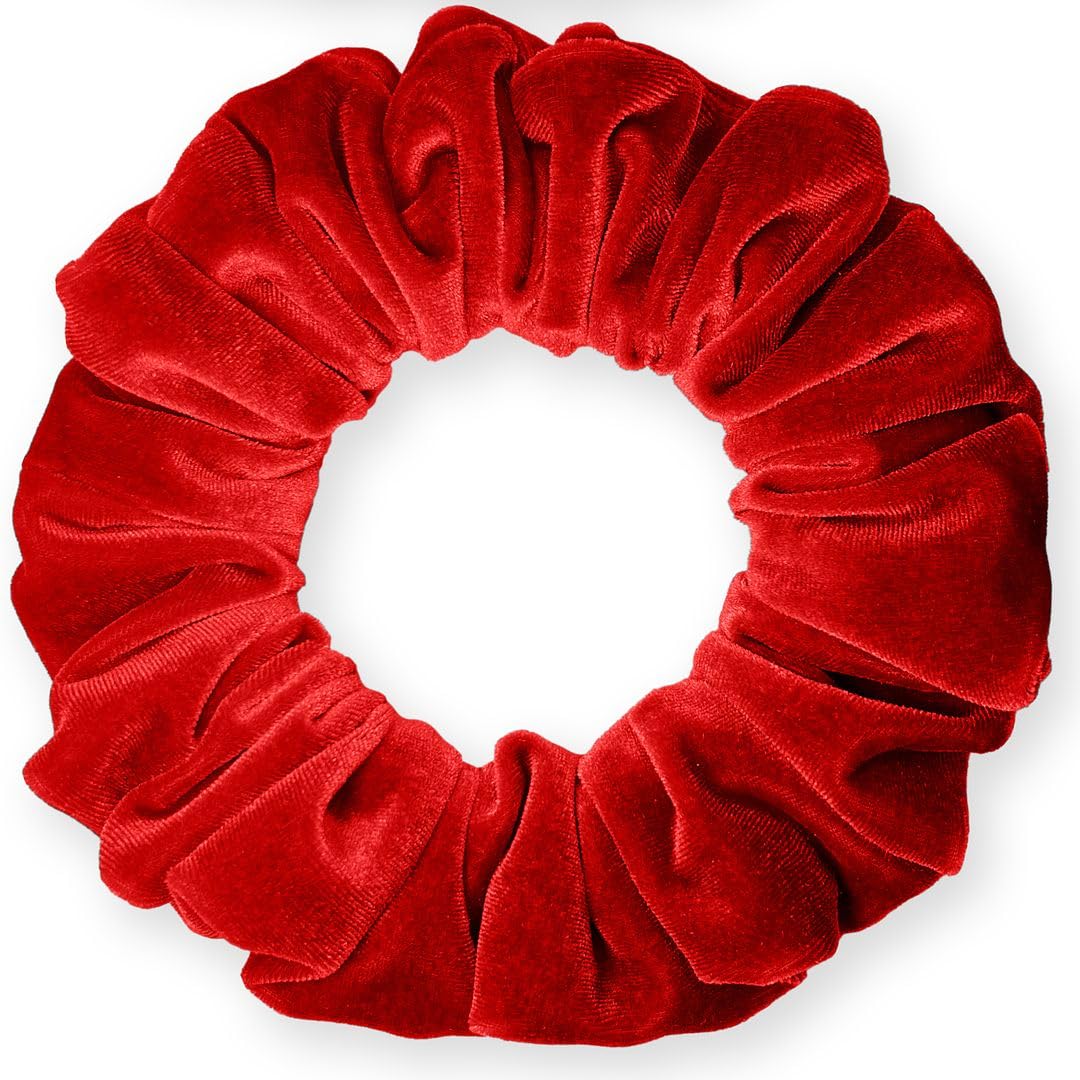 Velvet Scrunchies Jumbo Size Plush Big Ponytail Holders Thick Braided Locked Hair Big Made in the USA Green Pine