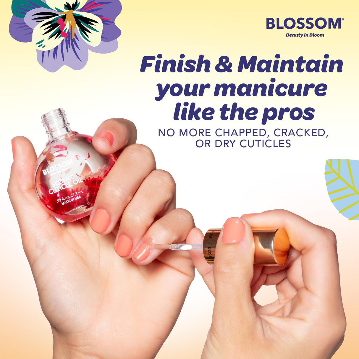 Blossom Scented Cuticle Oil, Infused with Real Flowers, Hydrating, Moisturizing, Strengthening, Made in USA, 0.5 fl. oz, Amazon Exclusive, Watermelon
