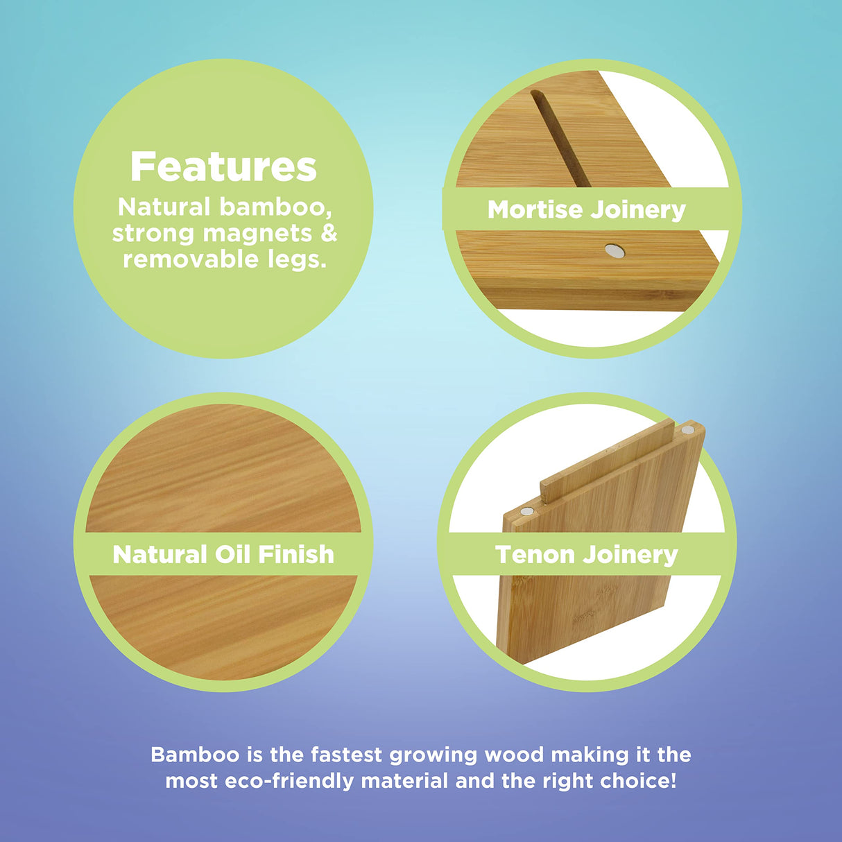 Bamboo Meditation Kneeling Bench - Best Design - New Magnetic Attached Legs - Portable - Ergonomic