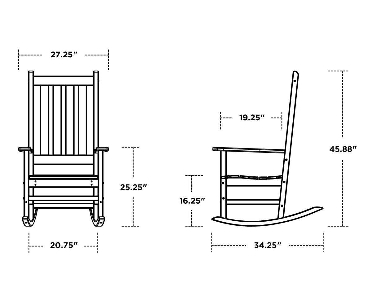 POLYWOOD® Vineyard Porch Rocking Chair (Black)