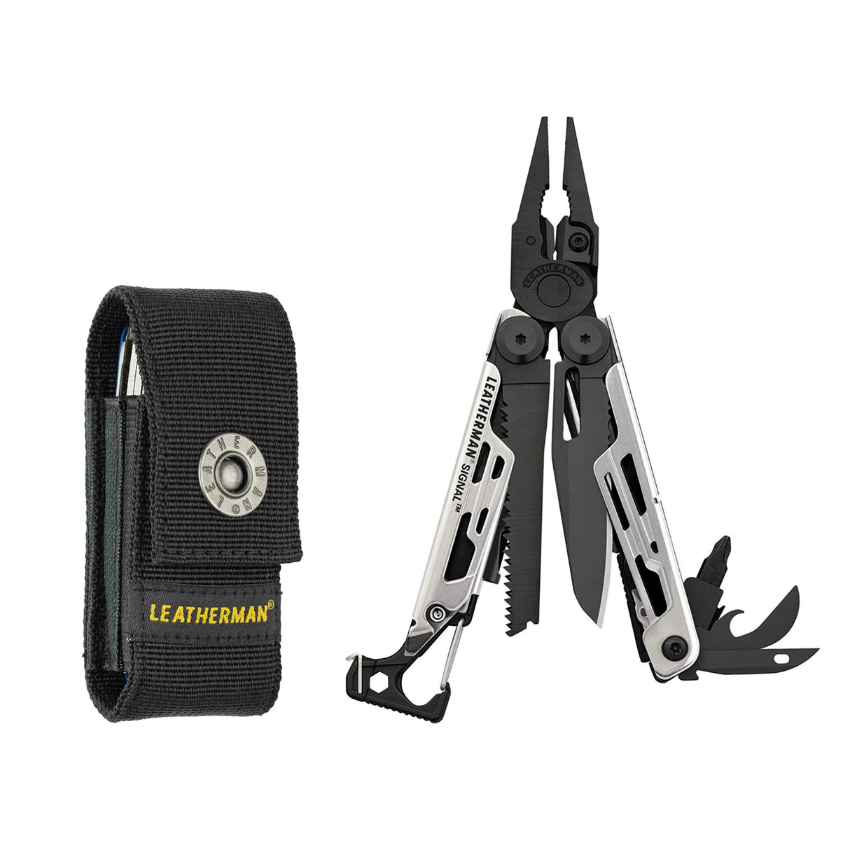 LEATHERMAN, Signal, 19-in-1 Multi-tool for Outdoors, Camping, Hiking, Fishing, Survival, Durable & Lightweight EDC, Made in the USA, Aqua/Silver with Nylon Sheath