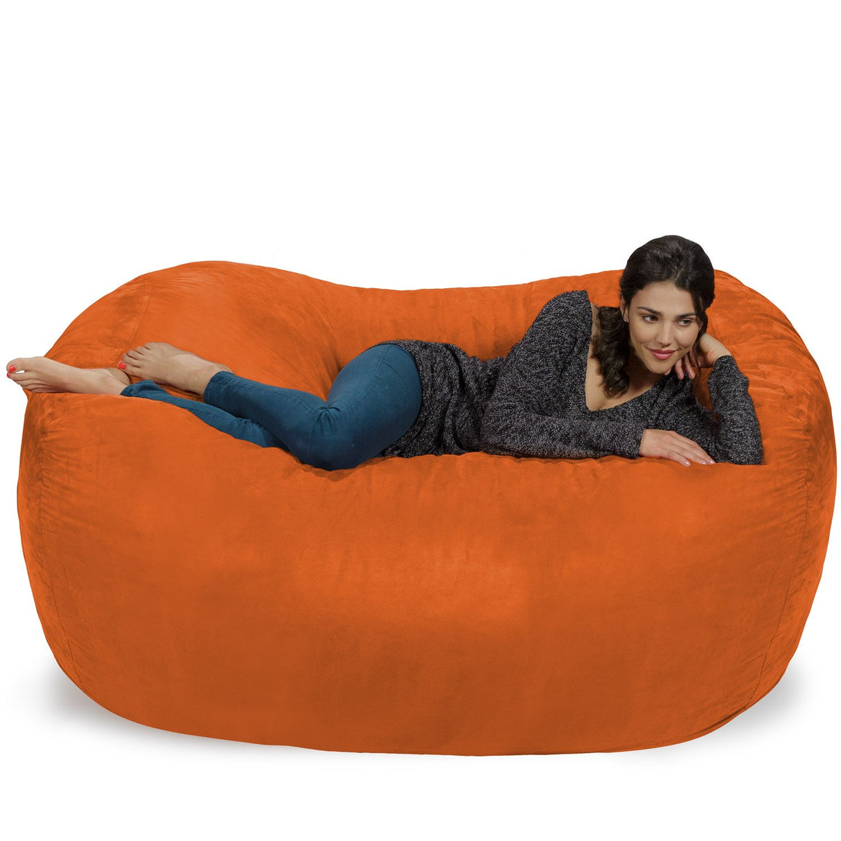 Chill Sack Bean Bag Chair: Huge 6' Memory Foam Furniture Bag and Large Lounger - Big Sofa with Soft Micro Fiber Cover - Red Furry