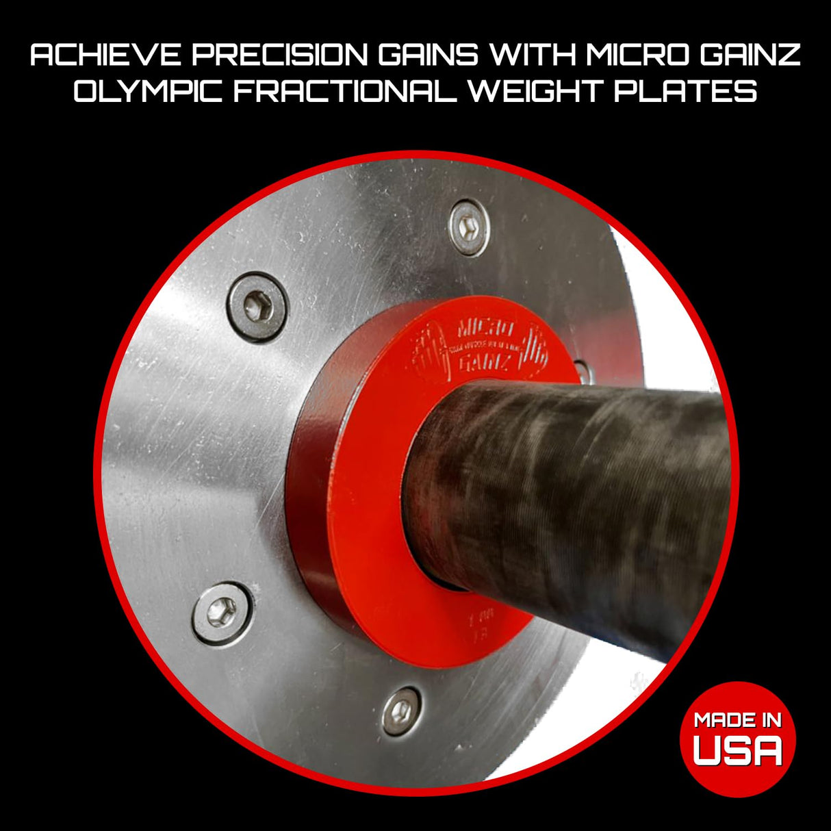 Micro Gainz Multi-Color Calibrated Fractional Weight Plates Set of 2 Pieces, Choose Set (.25LB-1LB), Designed for Olympic Barbell Weights for Strength Training, Made in USA