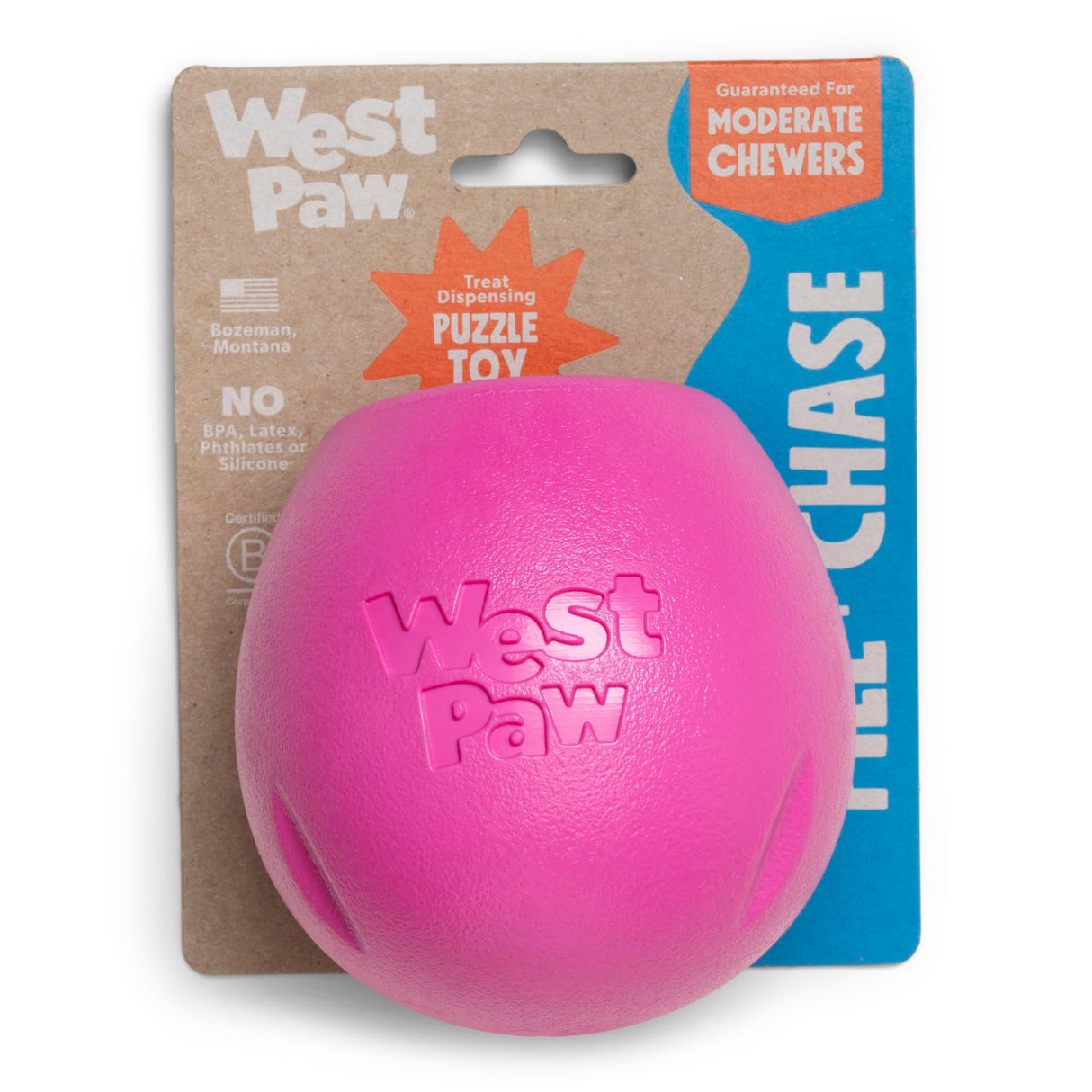 West Paw Zogoflex Rumbl Treat-Dispensing Dog Toy – Interactive Slow-Feeder Chew – Enrichment Toy Moderate Chewers, Fetch, Catch – Holds Kibble, (Eggplant, Large)