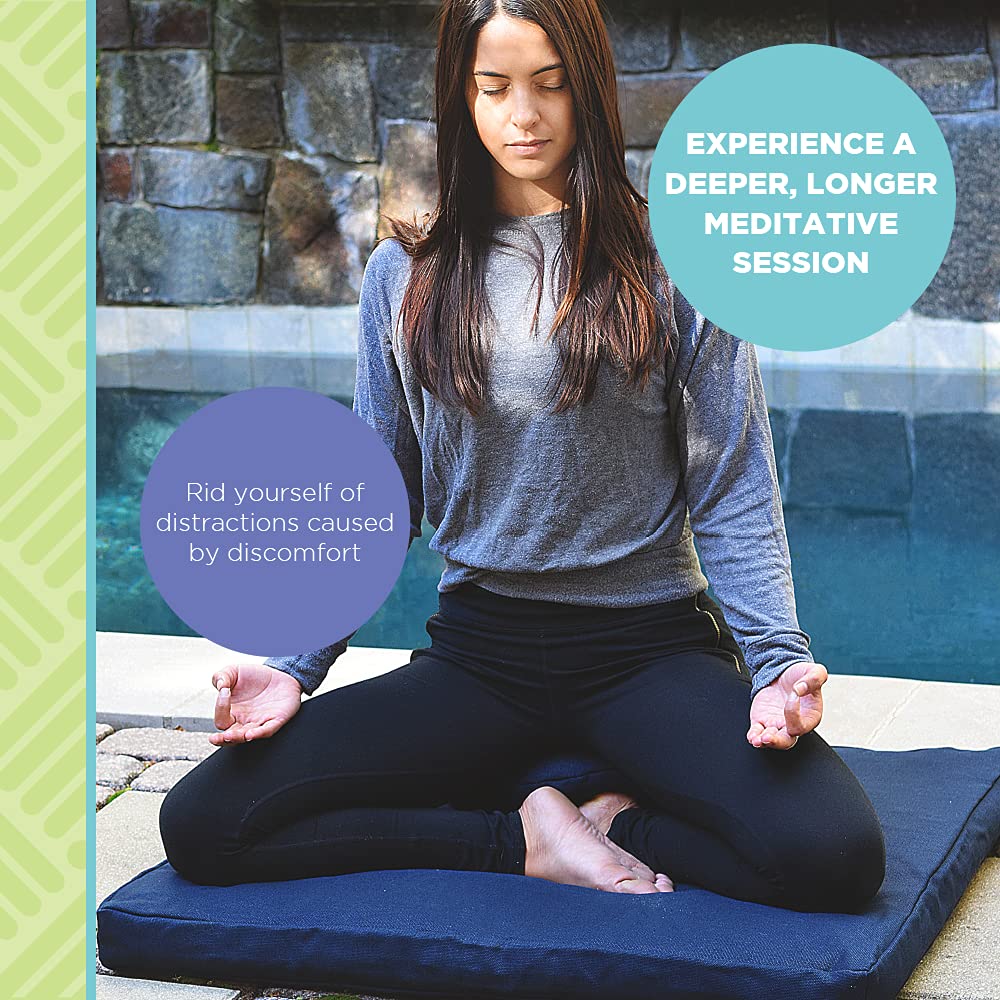 Bean's ZABUTON Meditation Cushions - Colorful Cotton Yoga Prayer Zen Kneeling Pad Base for Zafu Pillow - Medium & Large - Traditional Natural Recycled Cotton Fill - Floor Sitting Comfort - Made in USA