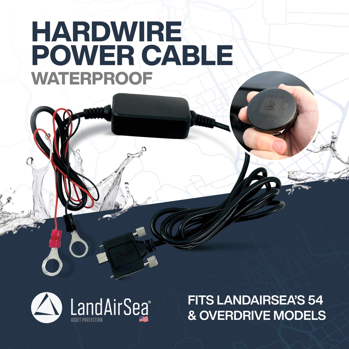 LandAirSea Hardwire Power Adapter Cable | Connects to External Power Source | Fits 54 & Overdrive Models