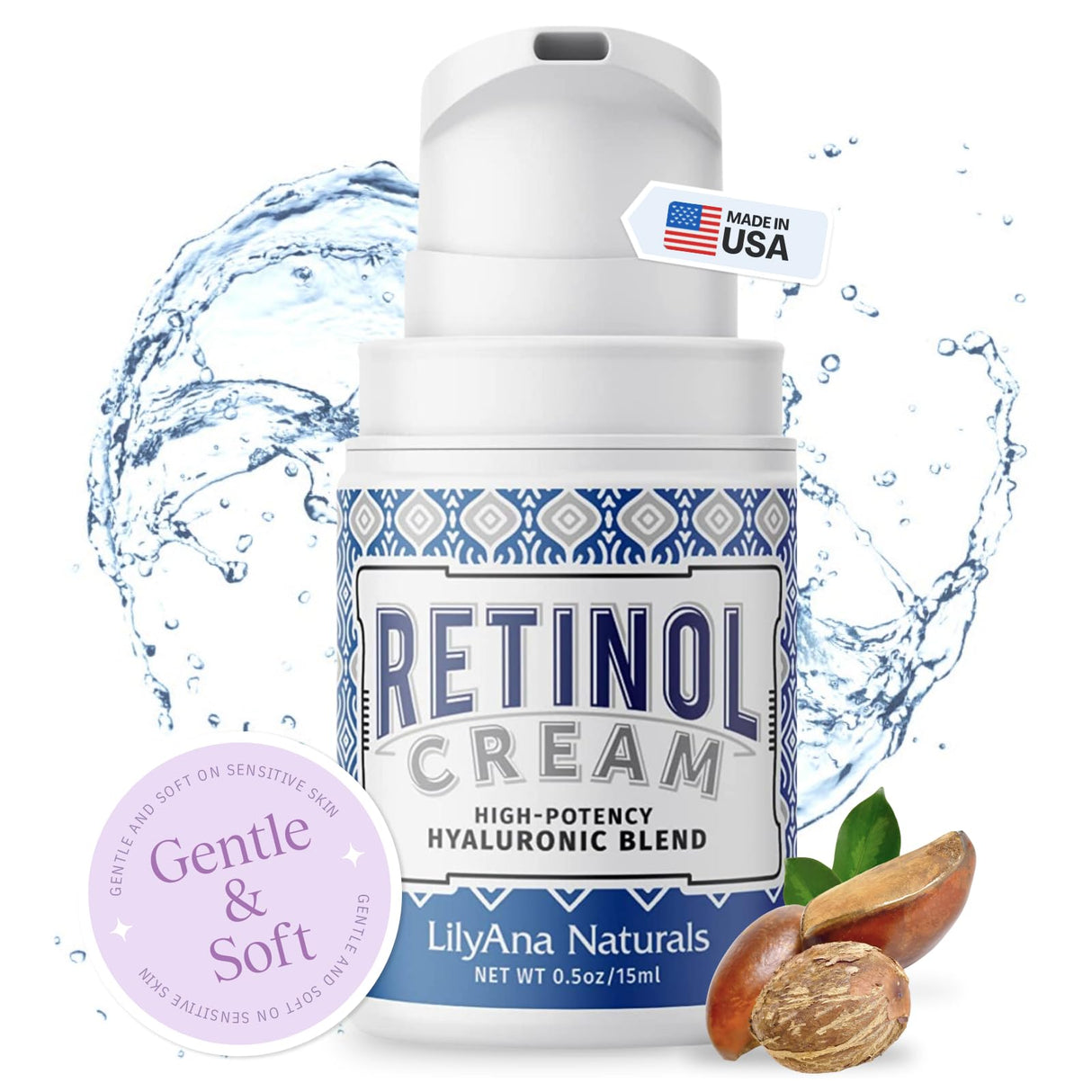 LilyAna Naturals Retinol Cream - Made in USA, Anti Aging Moisturizer for Face and Neck,Wrinkle, Retinol Complex - 1.7oz