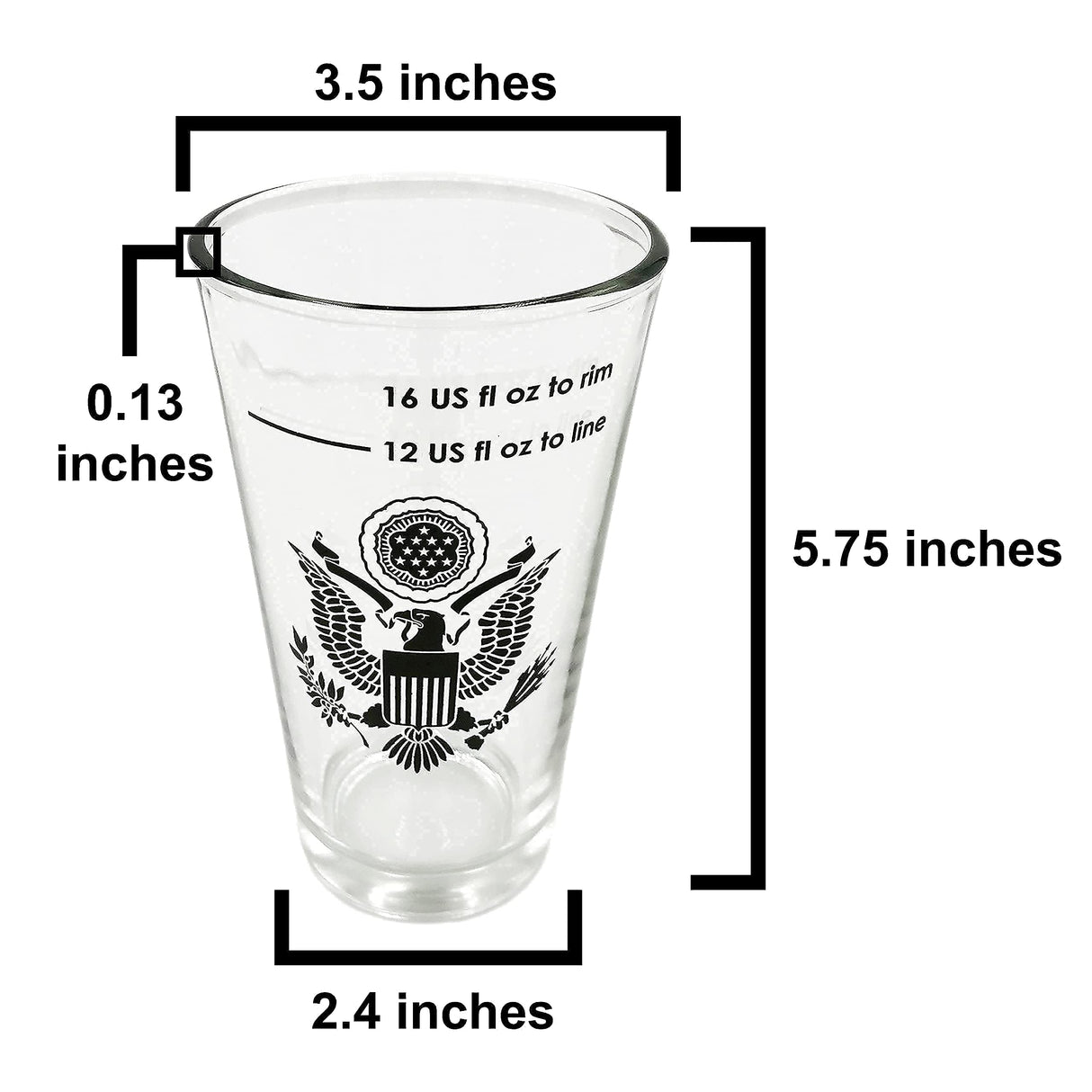 B53 Nucleated Beer Pint Glasses, Better Head Retention, Drinking, Aroma and Flavor, All-American Patriotic 16 Ounce Stackable Pint Craft Beer Glass Tumbler Set of 4
