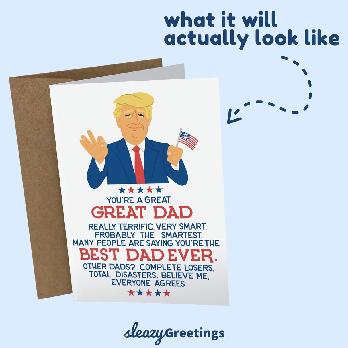 Sleazy Greetings Donald Trump Funny Father's Day Card | Funny Birthday Card For Dad | Trump Greatest Dad Ever Card