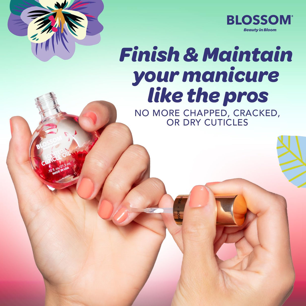 Blossom Scented Cuticle Oil, Infused with Real Flowers, Hydrating, Moisturizing, Strengthening, Made in USA, 0.5 fl. oz, Amazon Exclusive, Watermelon